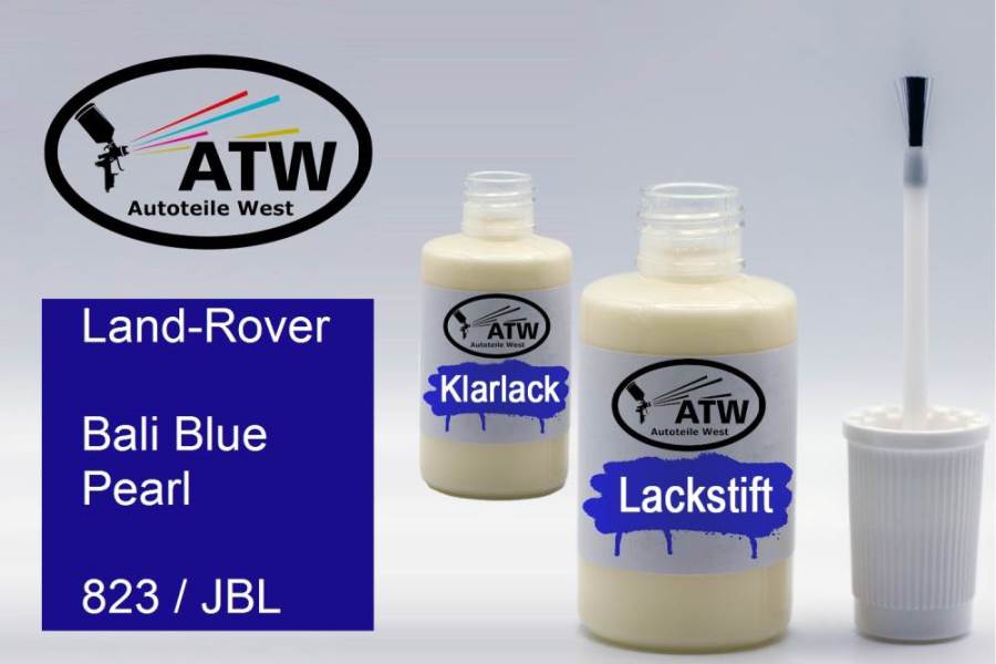 Land-Rover, Bali Blue Pearl, 823 / JBL: 20ml Lackstift + 20ml Klarlack - Set, von ATW Autoteile West.